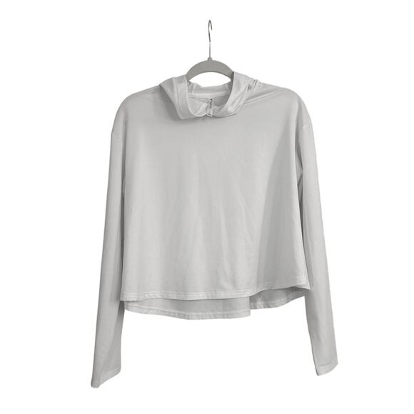 Fabletics Long Sleeve White Cropped Hooded Athletic Shirt Size Women's Small - Picture 1 of 3